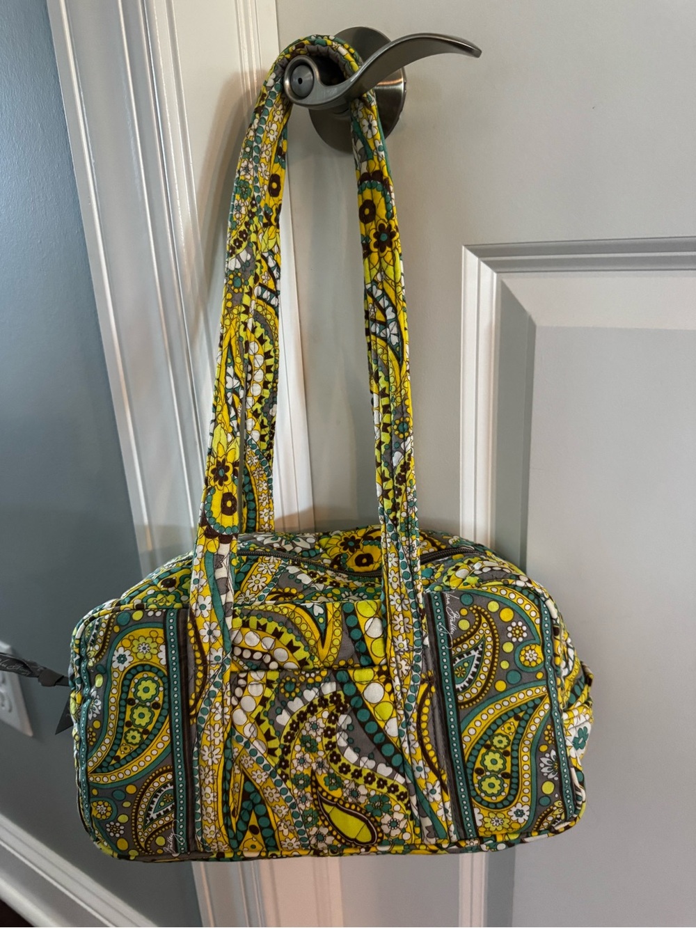 Vera Bradley Yellow & Green Paisley Quilted Shoulder Tote